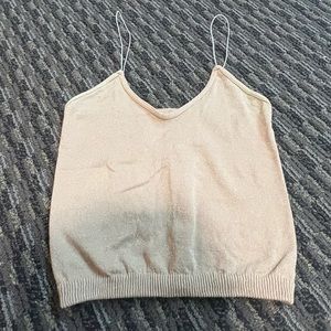 Free people xs/s tan sparkly v neck tank